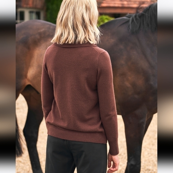 Pure Collection Cashmere Cowl Neck Brown Sweater - Picture 3 of 7